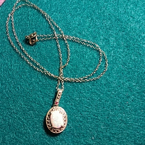 SOLD Sterling silver 18 in chain with genuine opal Ruby - Picture 4 of 4